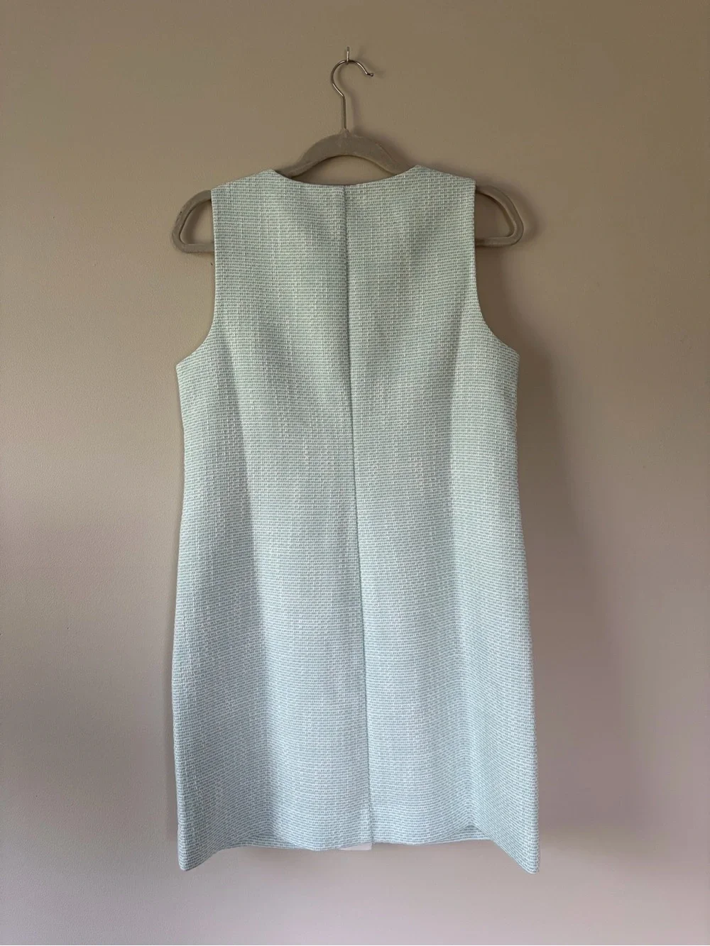 J. Crew Mint Sleeveless Button Tweed Shift Dress